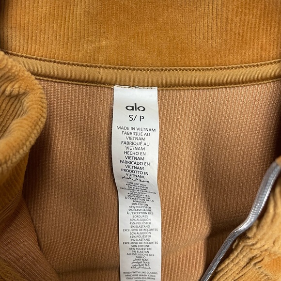 Alo Yoga Quarter Zip Mock Neck Corduroy Crop Top In Toffee -  Women’s size small - Picture 9 of 10